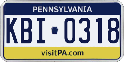 PA license plate KBI0318
