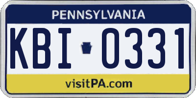 PA license plate KBI0331