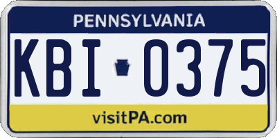 PA license plate KBI0375