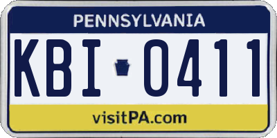 PA license plate KBI0411