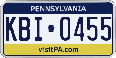 PA license plate KBI0455