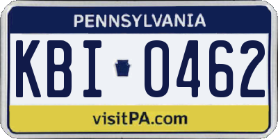PA license plate KBI0462