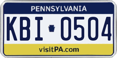 PA license plate KBI0504