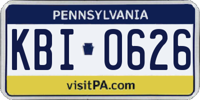 PA license plate KBI0626