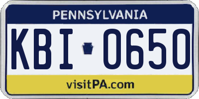 PA license plate KBI0650