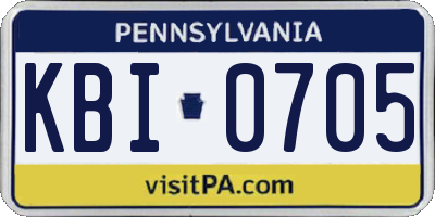 PA license plate KBI0705