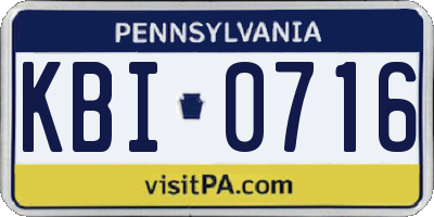 PA license plate KBI0716