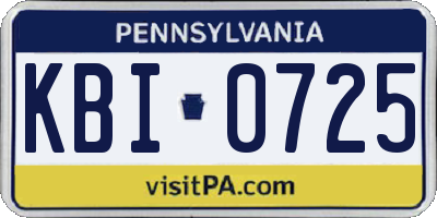 PA license plate KBI0725