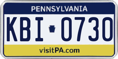 PA license plate KBI0730