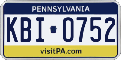 PA license plate KBI0752