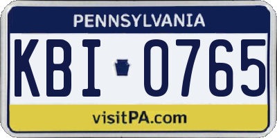 PA license plate KBI0765
