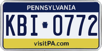 PA license plate KBI0772