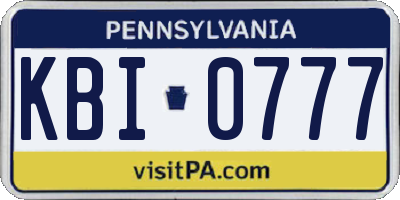 PA license plate KBI0777