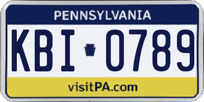 PA license plate KBI0789