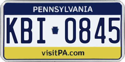 PA license plate KBI0845