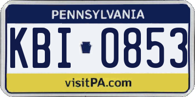 PA license plate KBI0853