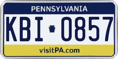 PA license plate KBI0857
