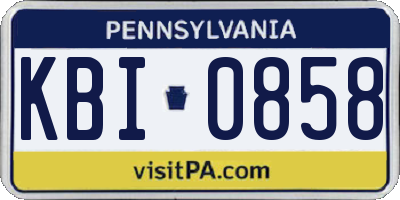 PA license plate KBI0858