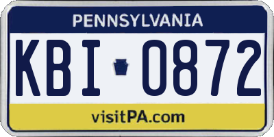 PA license plate KBI0872
