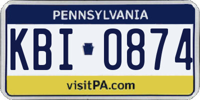PA license plate KBI0874