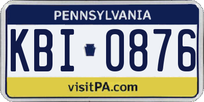 PA license plate KBI0876