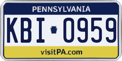 PA license plate KBI0959