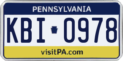 PA license plate KBI0978