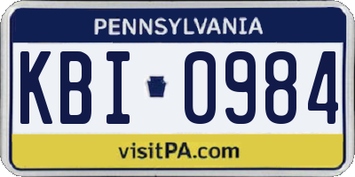 PA license plate KBI0984