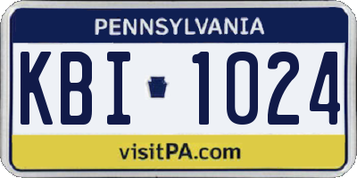 PA license plate KBI1024