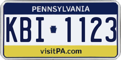PA license plate KBI1123