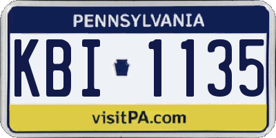 PA license plate KBI1135