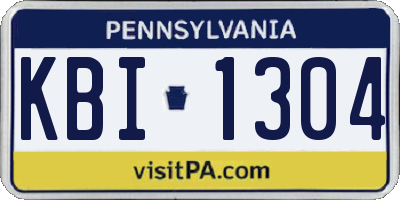 PA license plate KBI1304