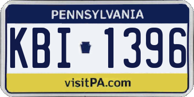 PA license plate KBI1396