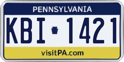 PA license plate KBI1421