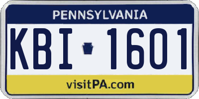 PA license plate KBI1601