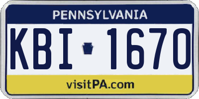 PA license plate KBI1670