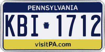 PA license plate KBI1712