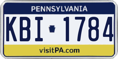 PA license plate KBI1784