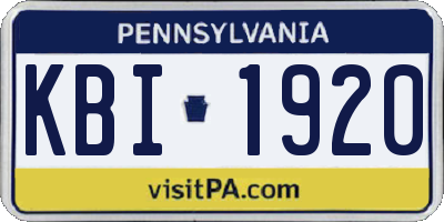 PA license plate KBI1920