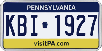 PA license plate KBI1927