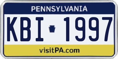 PA license plate KBI1997