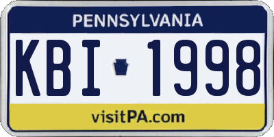 PA license plate KBI1998