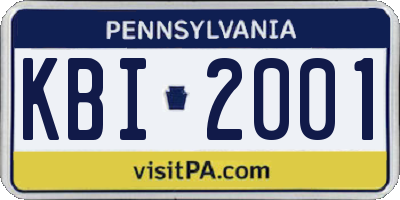 PA license plate KBI2001