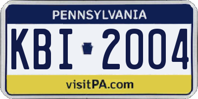PA license plate KBI2004