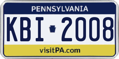 PA license plate KBI2008