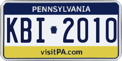 PA license plate KBI2010