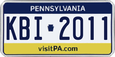 PA license plate KBI2011