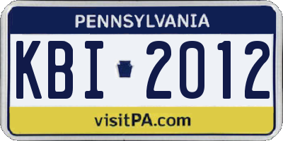 PA license plate KBI2012