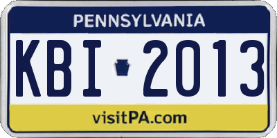 PA license plate KBI2013