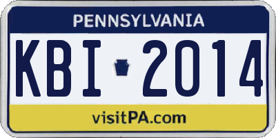 PA license plate KBI2014